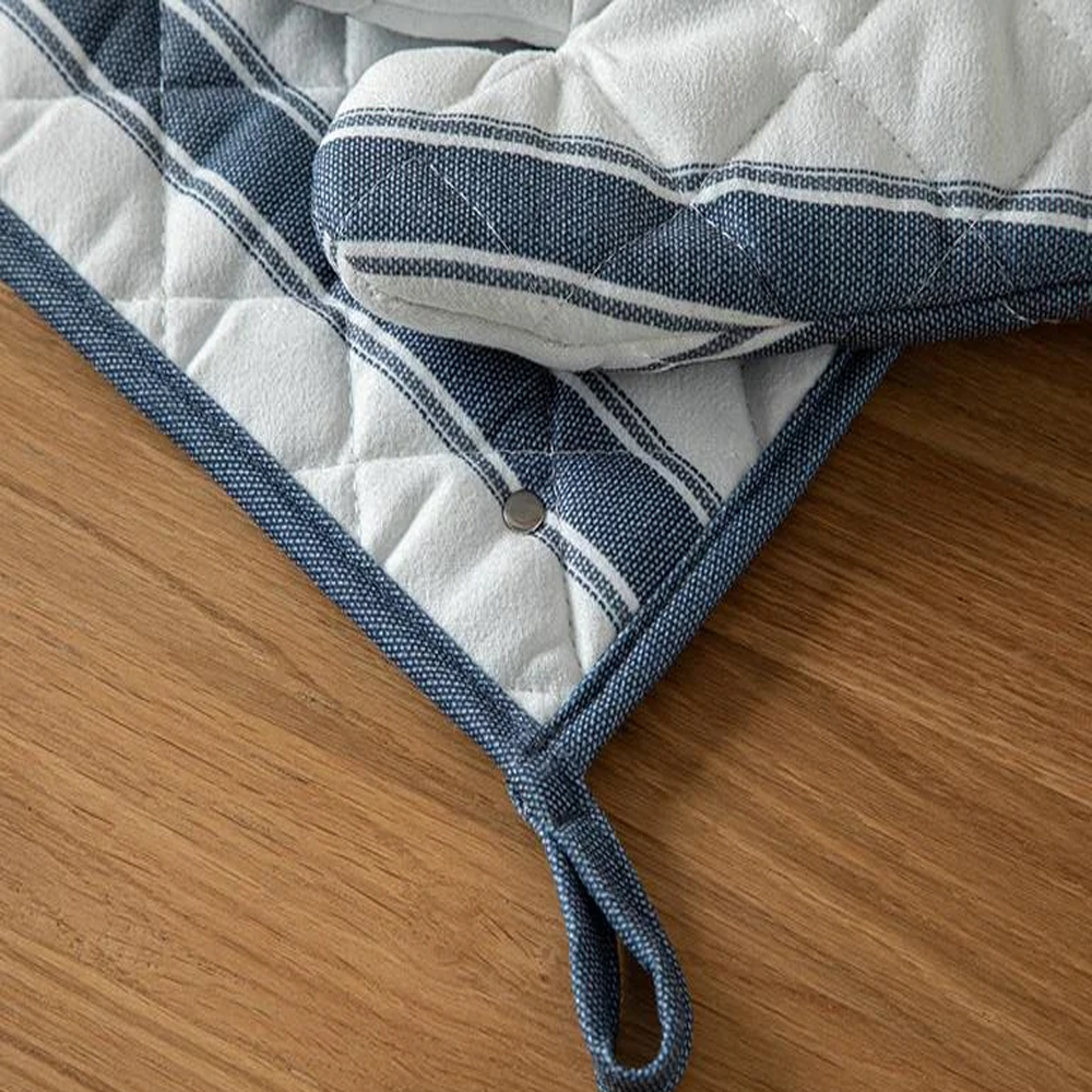 Набор кухонный текстильный  2пр (варежка, прихватка) 17x30см, 20x20см, Blue Lines Синий Набор кухонный текстильный  2пр (варежка, прихватка) 17x30см, 20x20см, Blue Lines Синий