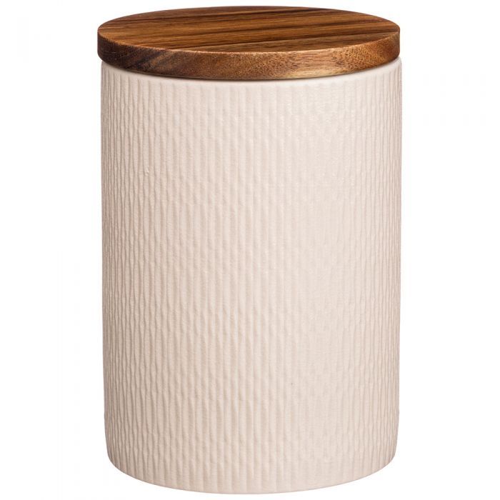Банка с деревянной крышкой BRONCO "CROCUS" 16х11см бежевая