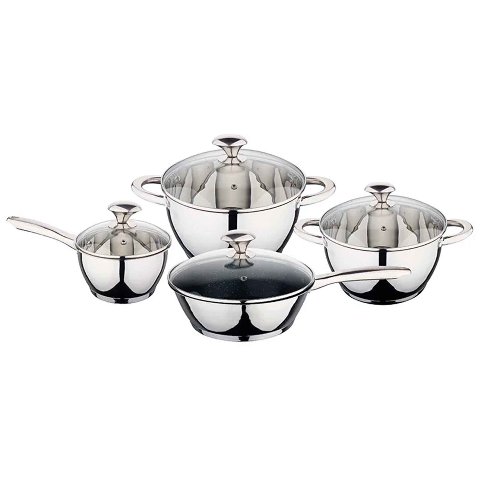 Набор посуды нержавеющая сталь,4пр 24см, 24см, 20см, 16см, крышка стекло РД84267