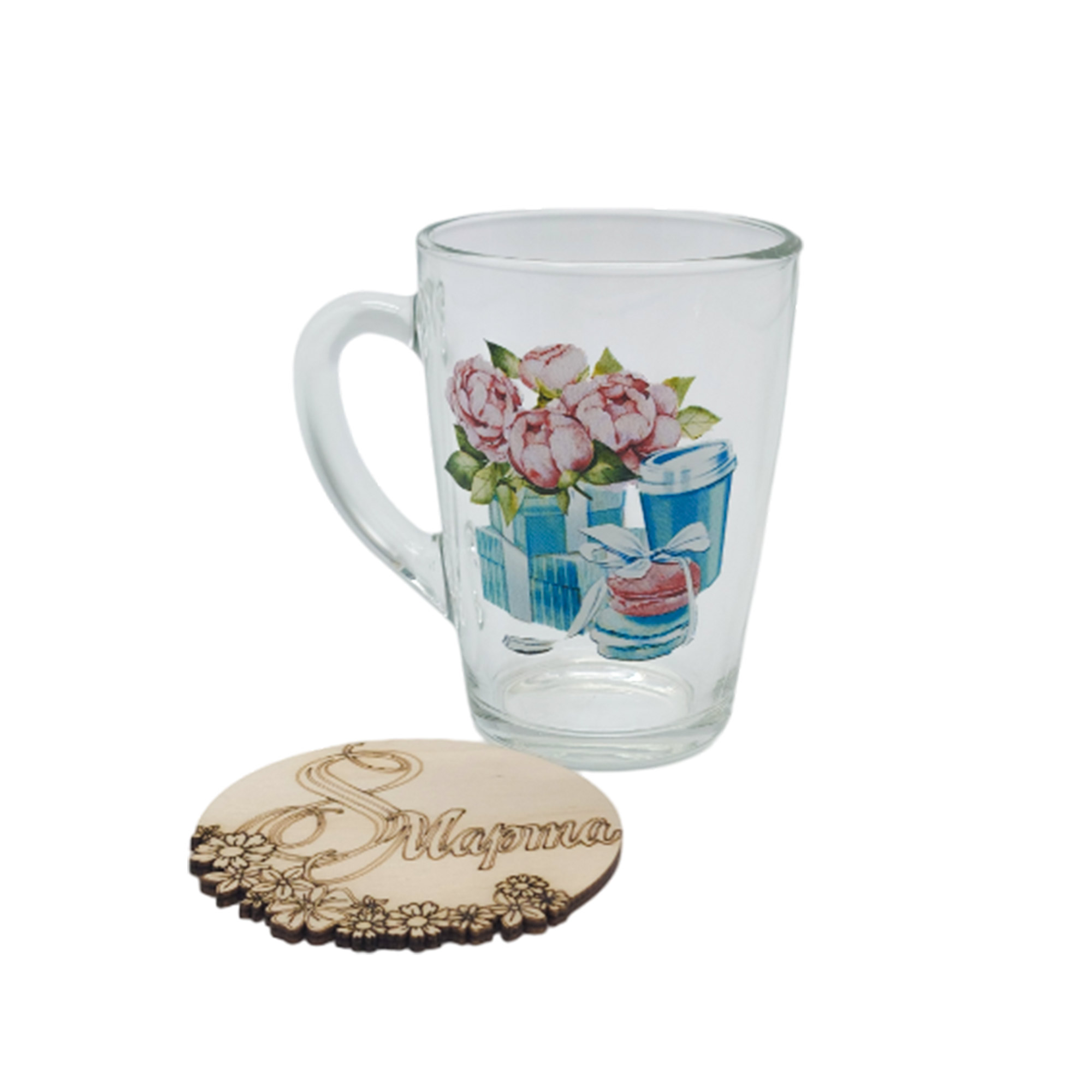 Набор ДомВуд 8 марта (Кружка + подставка под кружку d 85мм) Н421