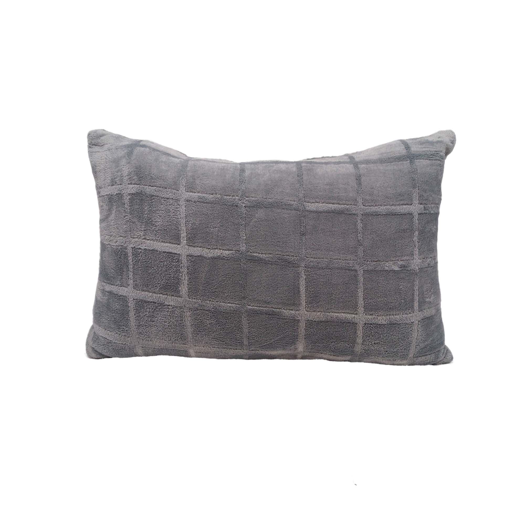 Подушка 40х60 ДомВелл фланель-холофайбер Клетка серая