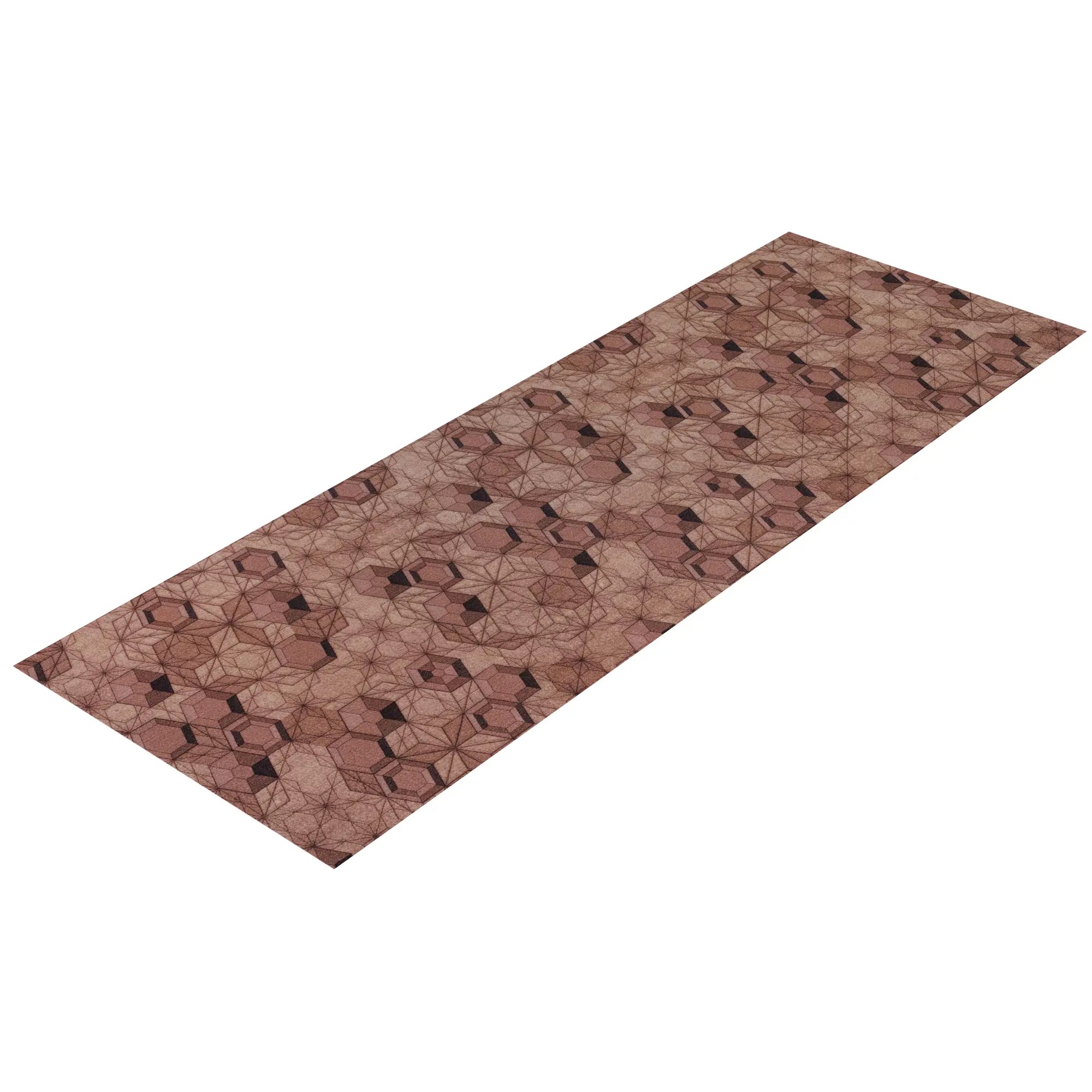 Коврик-дорожка 60х1500 вырезной icarpet PRINT антискольз. (126) "Соты 3D Геометрия"мокко(цена за 1м)