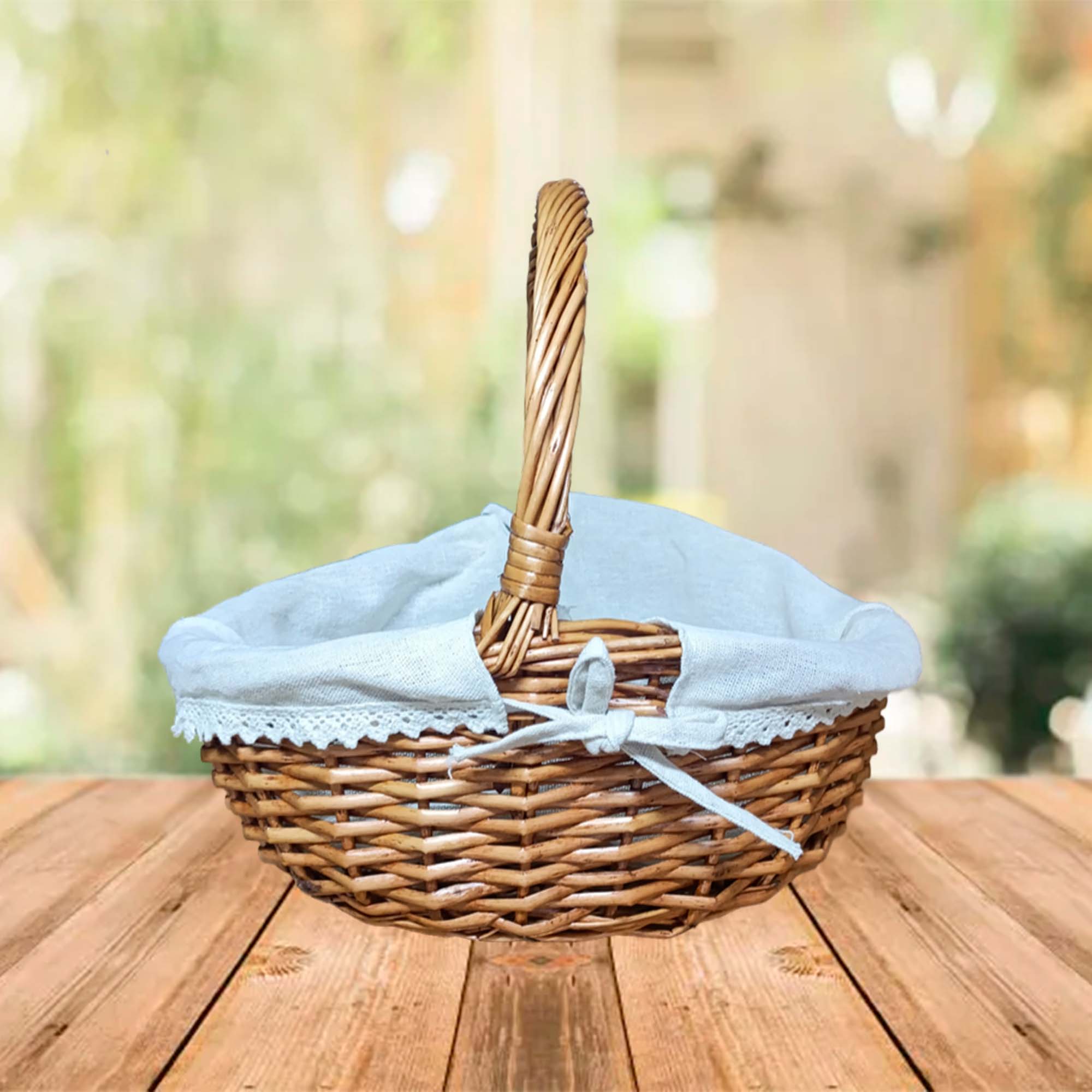 Корзинка плетеная с тканью 40х35см  РД81983