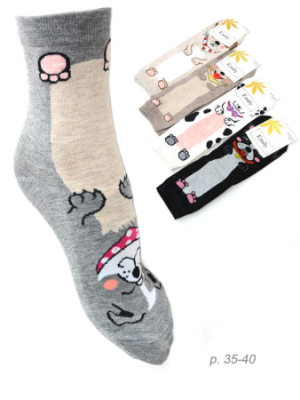 Носки женские р. 35-40 Собака L674 микс цена за 1 пару