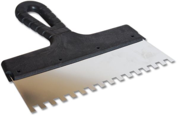 Шпатель 250мм фасадный зуб 8х8 нержавеющая сталь пластмассовая ручка