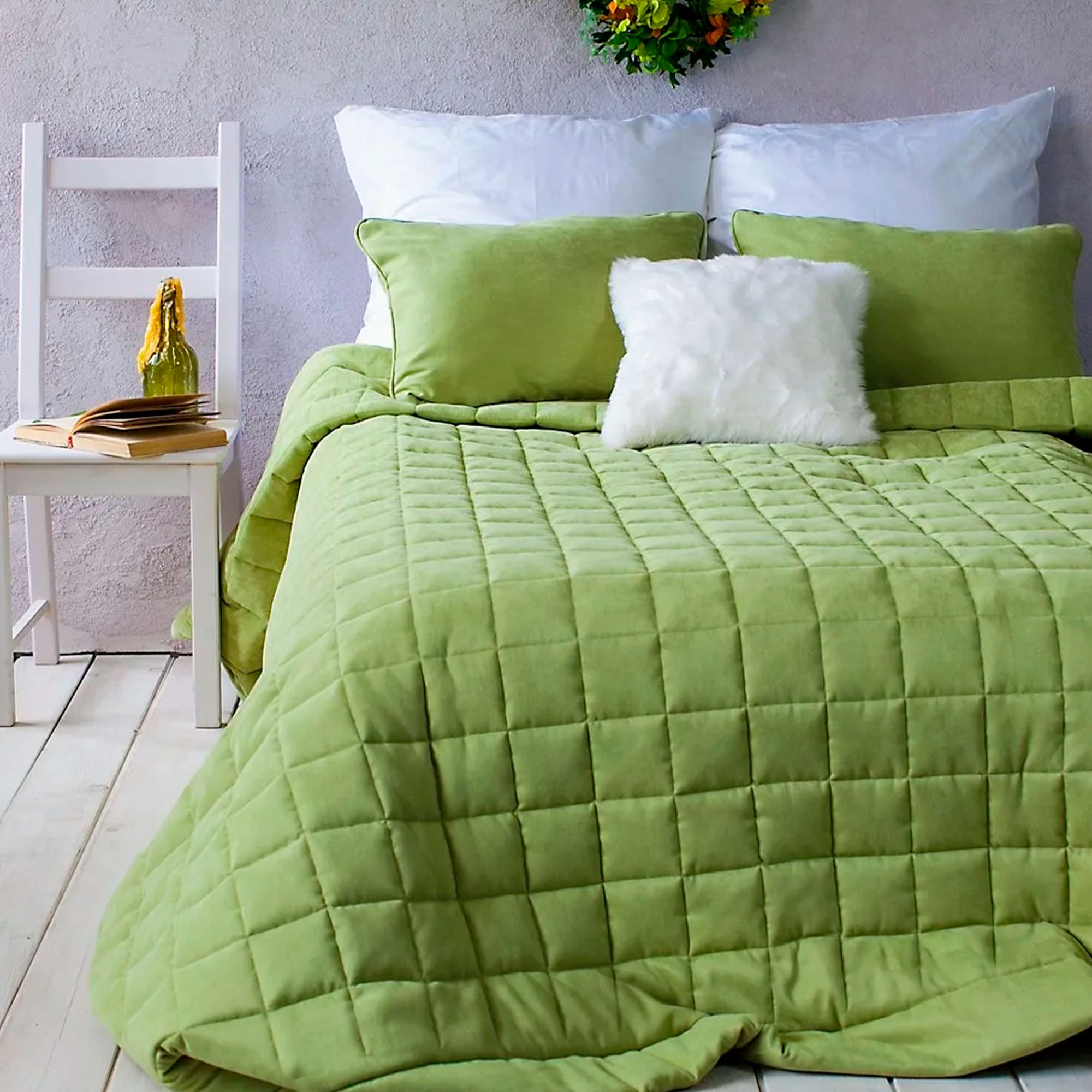 Покрывало двухспальное 240x260см Essence Горчичный, Хлопок