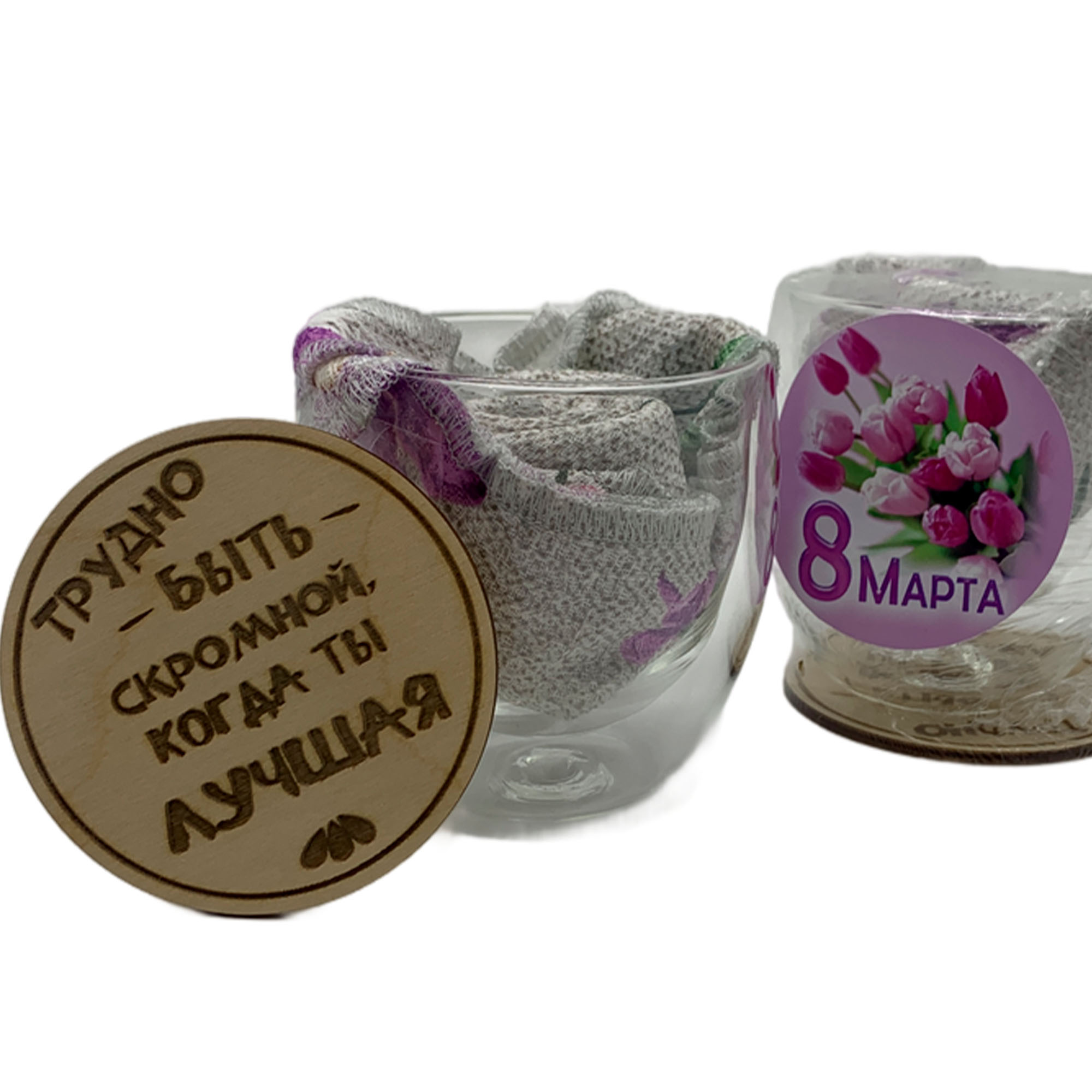 Набор ДомВелл 8 Марта (Кружка+Подставка+Салфетка 30*30 2шт)
