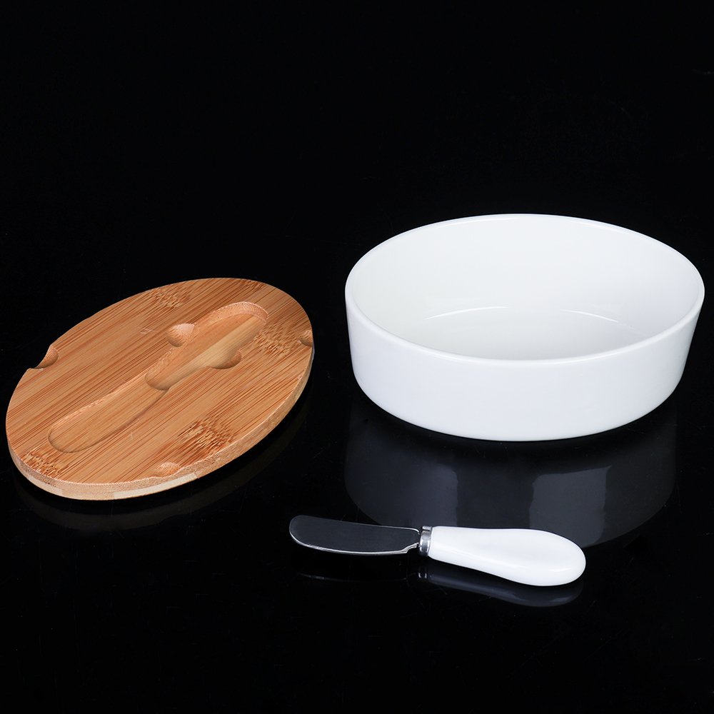 Масленка и нож JA7528 на деревянной подставке