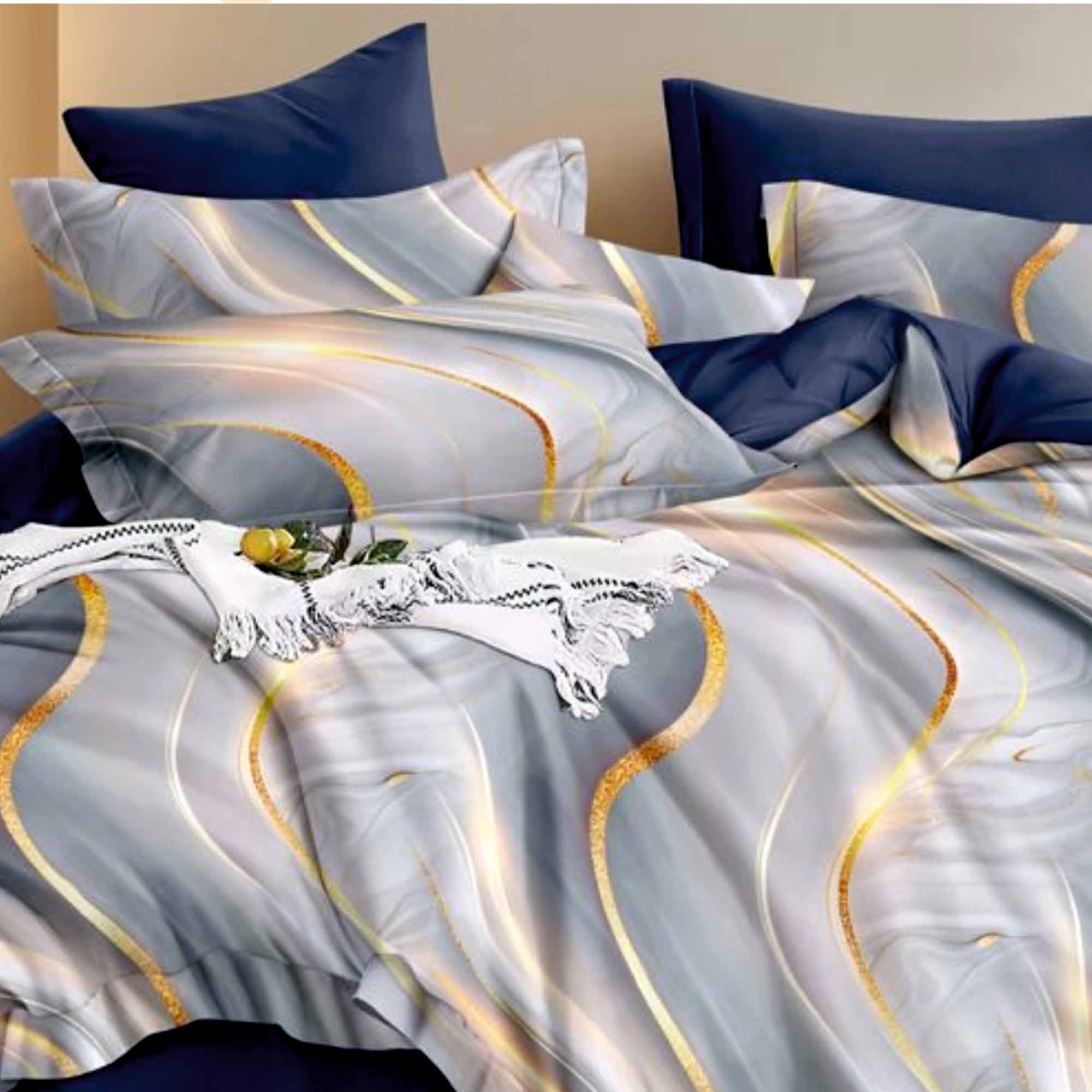 Комплект постельного белья с одеялом Евро (70*70) ДомВелл Сатин Вдохновение 2638 Лиен