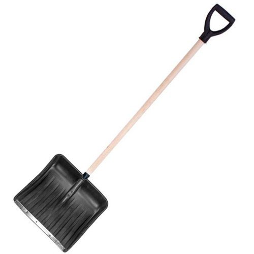 Лопата для снега "Канада" 50х40см премиум пластик. с дер. черенком и V образной ручкой 
