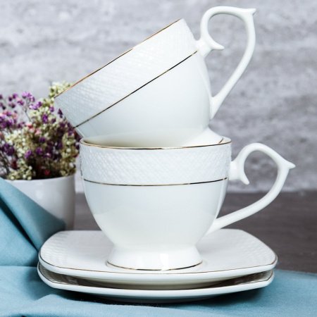 Набор чайный 12 предметов 260 мл на ножке GA2-12G костяной фарфор