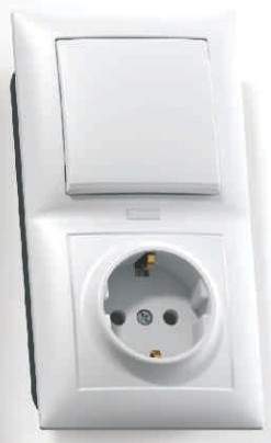 Блок комбинированный (1роз+1кл. выкл.) СЕЛЕНА СУ бел. земля, инд, AБС-пластик БКВР-420