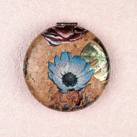 Зеркало карманное 7см GT361 кожзам