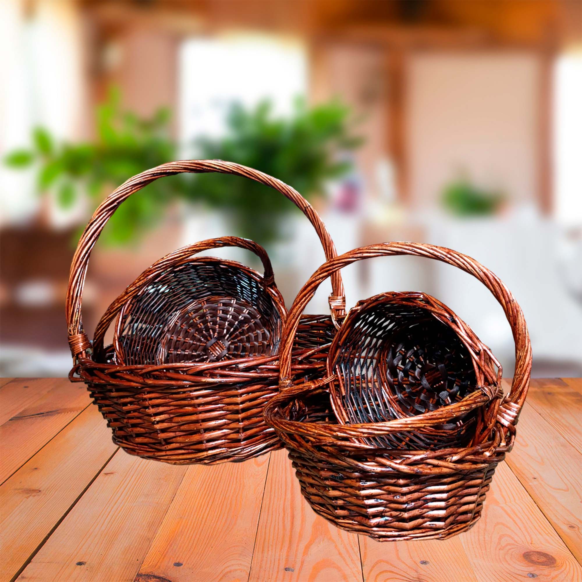Корзинки плетеные из 4 предметов 21х21см, 26х26см, 33х33см, 45х45см РД81952