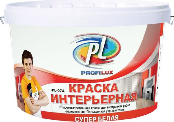Краска водоэмульсионная 3кг PL-07A (красн.эт)  влагост. супербелая"Профилюкс" 