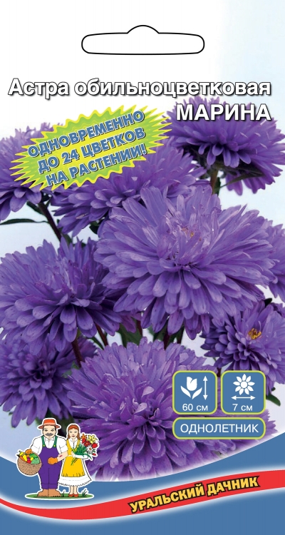 Семена Цветы Астра Марина обильноцветковая "Уральский Дачник" ц/п