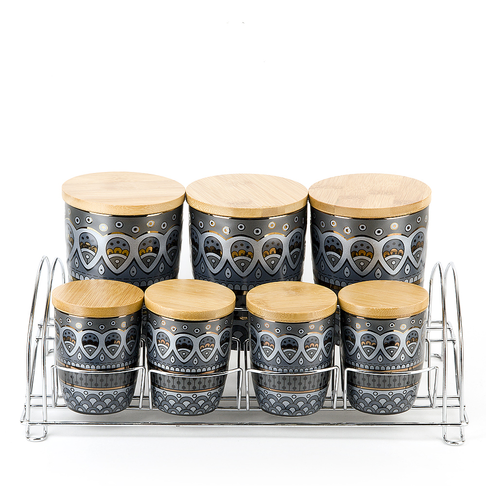 Набор банок 7шт. 0,6л /0,2л на металлической подставке "Чайхана"