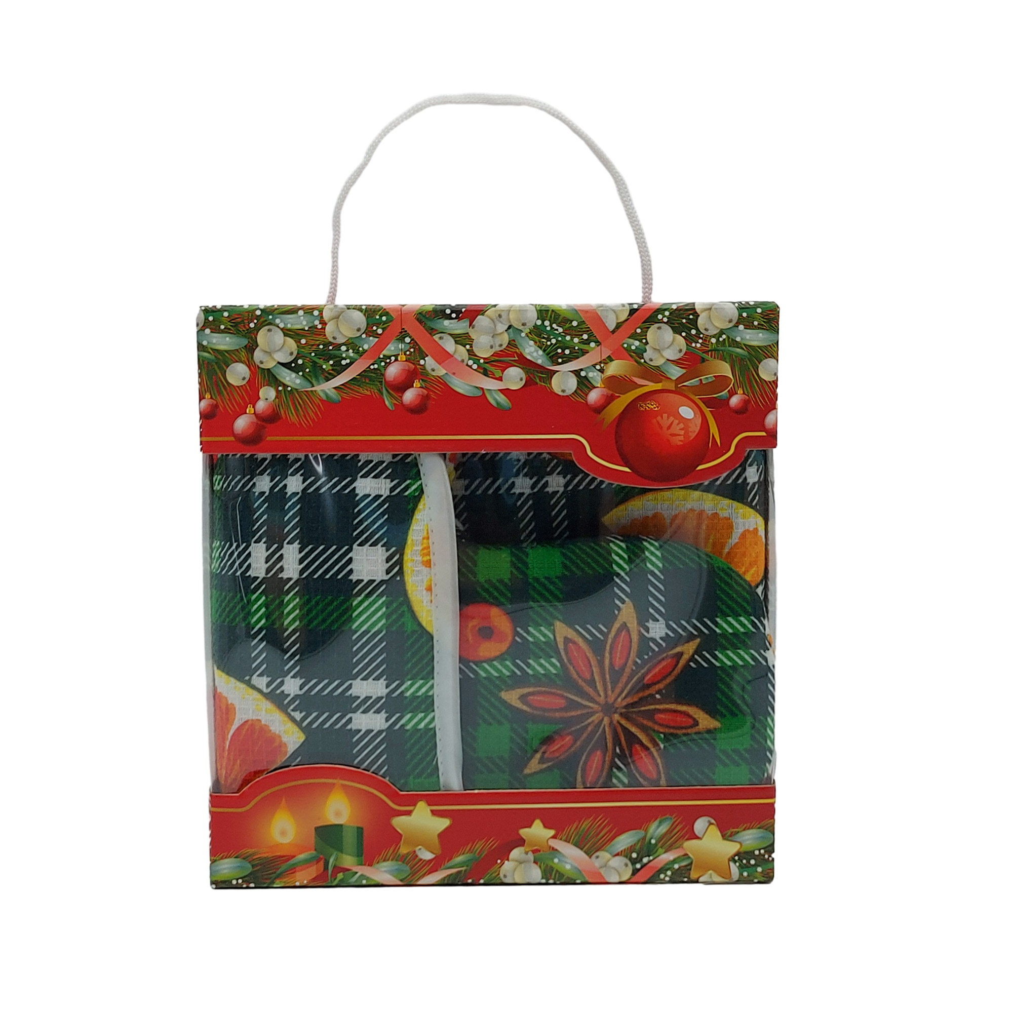 Набор Д2 Рождественский аромат ДомВелл (Коробка+Варежка+Прихватка+Полотенце 50*75 2шт)