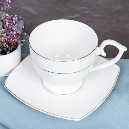 Набор чайный 12 предметов 260 мл на ножке GA2-12G костяной фарфор