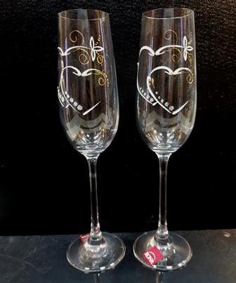 Бокал для шампанского 180мл 2 шт "Свадебные сердца" декор 3276/74/180 II 