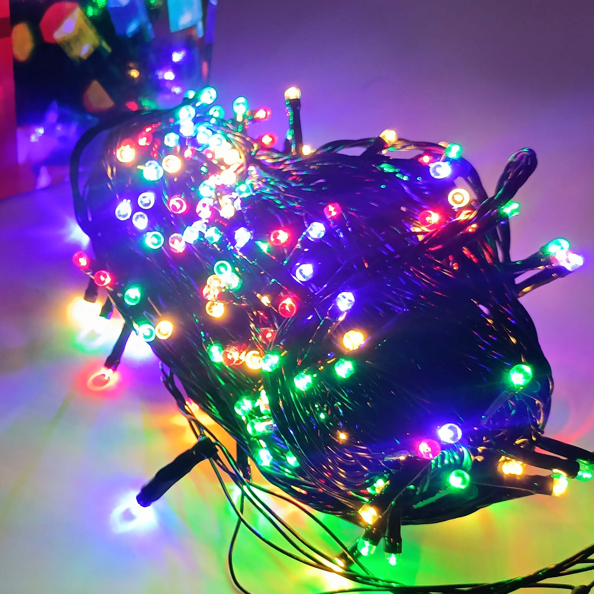 Гирлянда "Нить" 10м, темная нить, свечение мульти РД18287