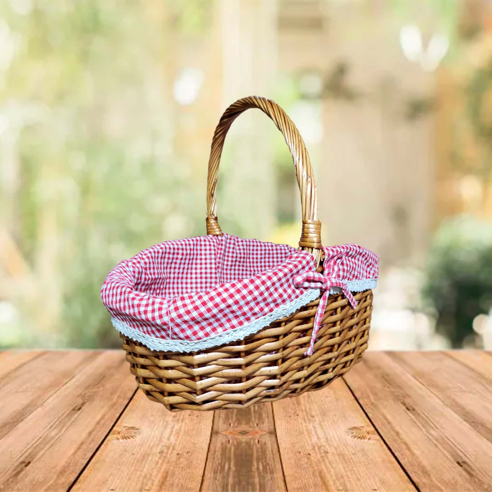 Корзинка плетеная с тканью 22х27см  РД82003