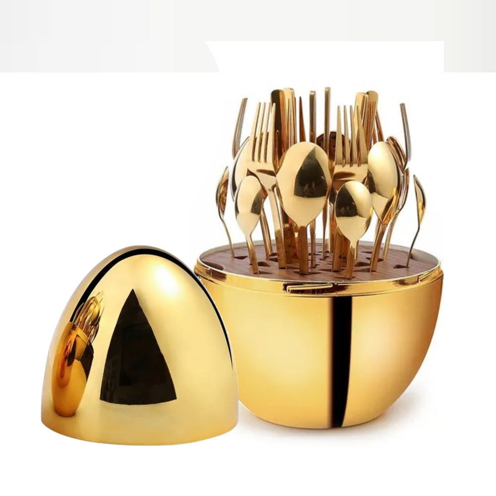 Набор столовых приборов "Яйцо"25 предметов, золото РД63439