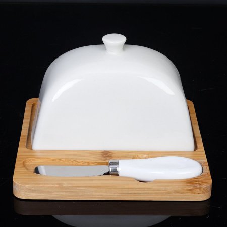 Масленка и нож JD7322 на деревянной подставке