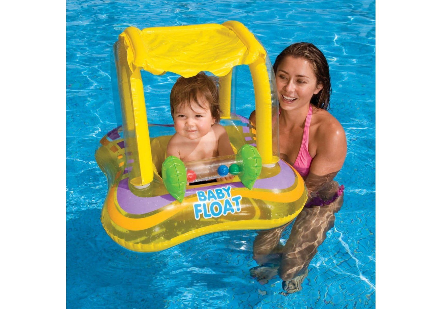 Круг надувной для плавания -  ходунки 81х66см  Baby Float с тентом, Intex