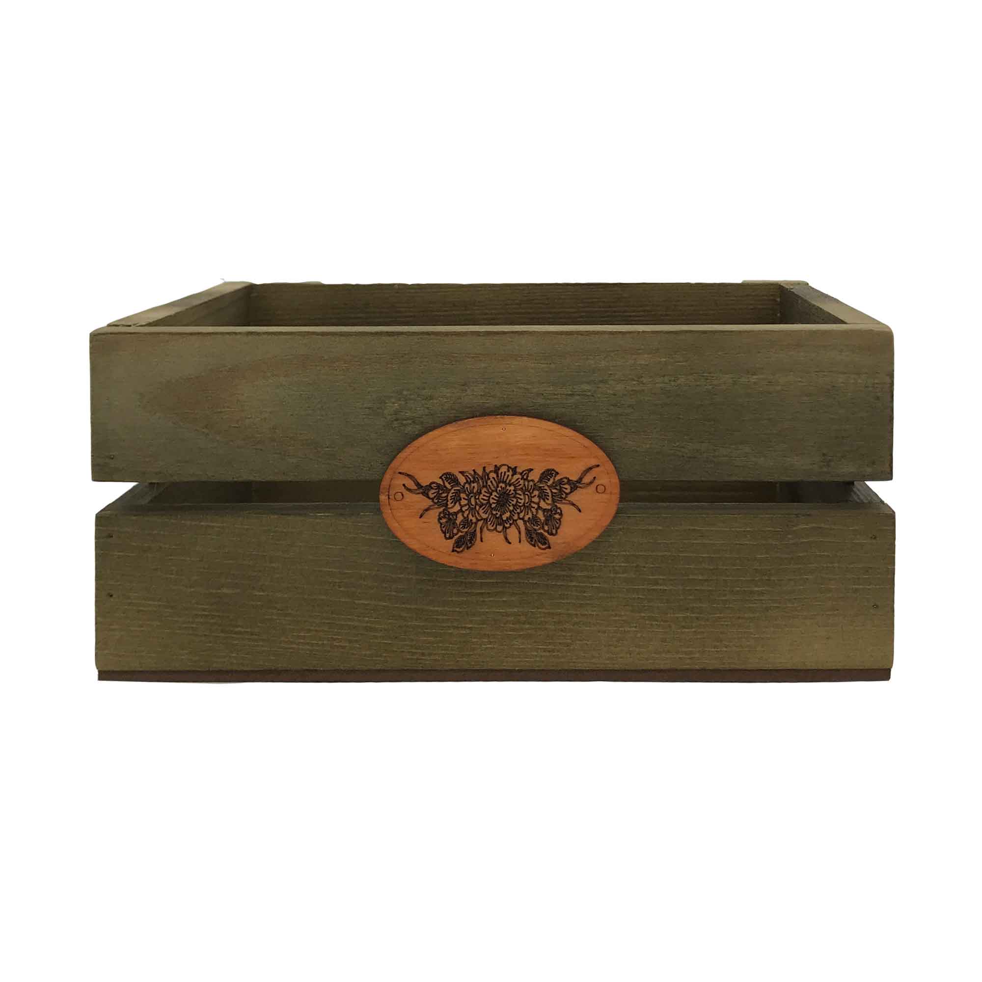 Ящик декоративный окрашенный с медальоном 20х12х9см ДомВуд Орех Сосна С56/Д56