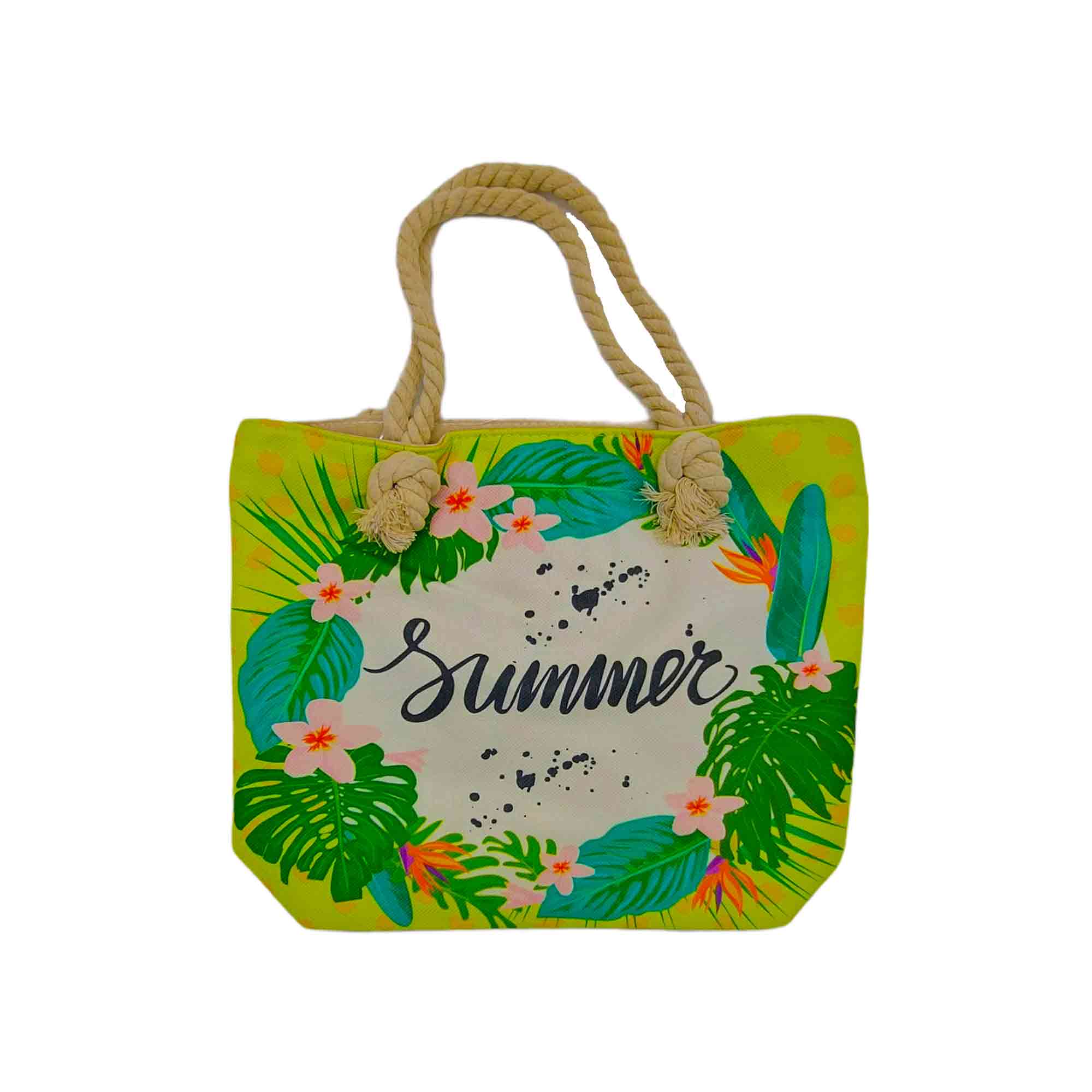 Сумка пляжная на молнии 46х37см РД53046 Листья
