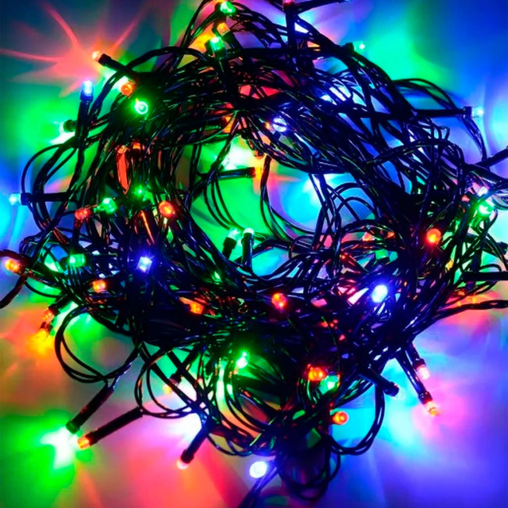 Гирлянда "Нить" 30м, темная нить, свечение мульти РД18324