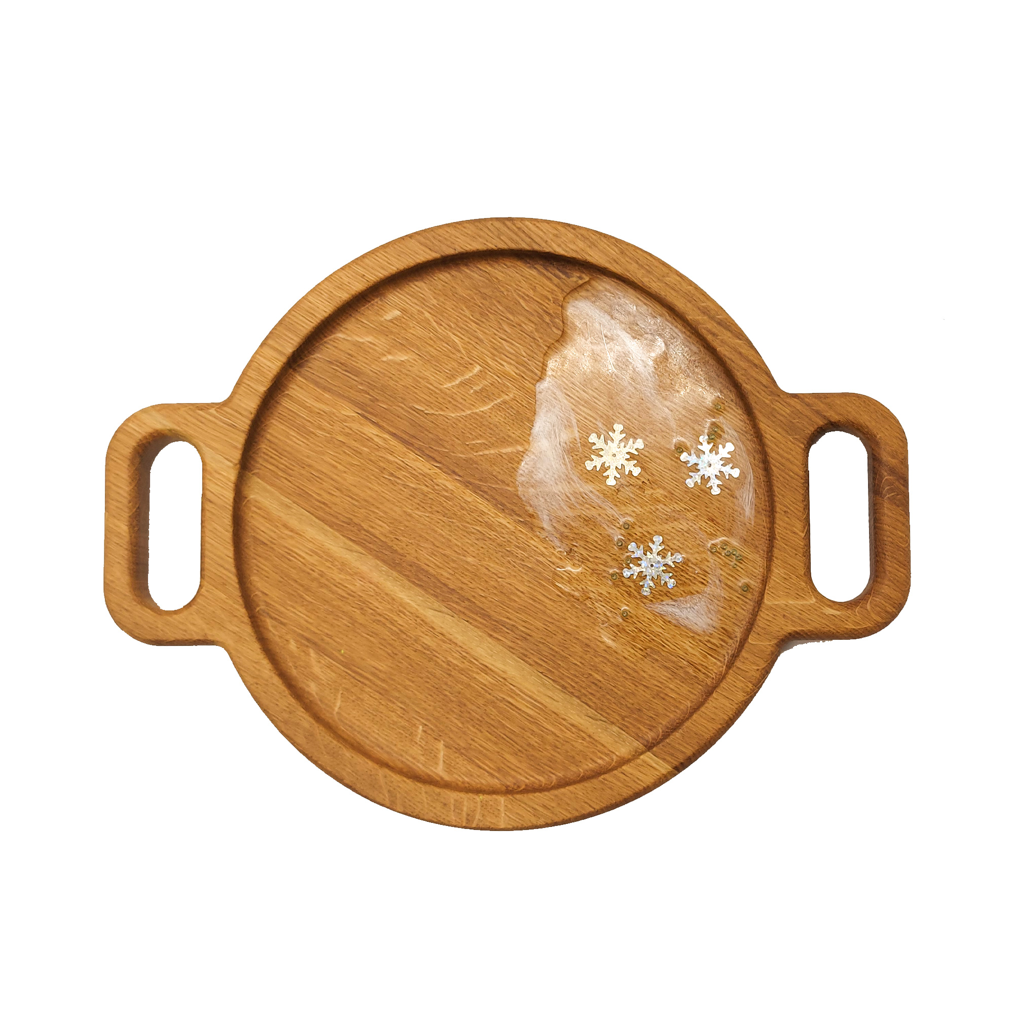 Доска для подачи круглая  33*25*2см ДомВуд  Дуб Д174 с декором