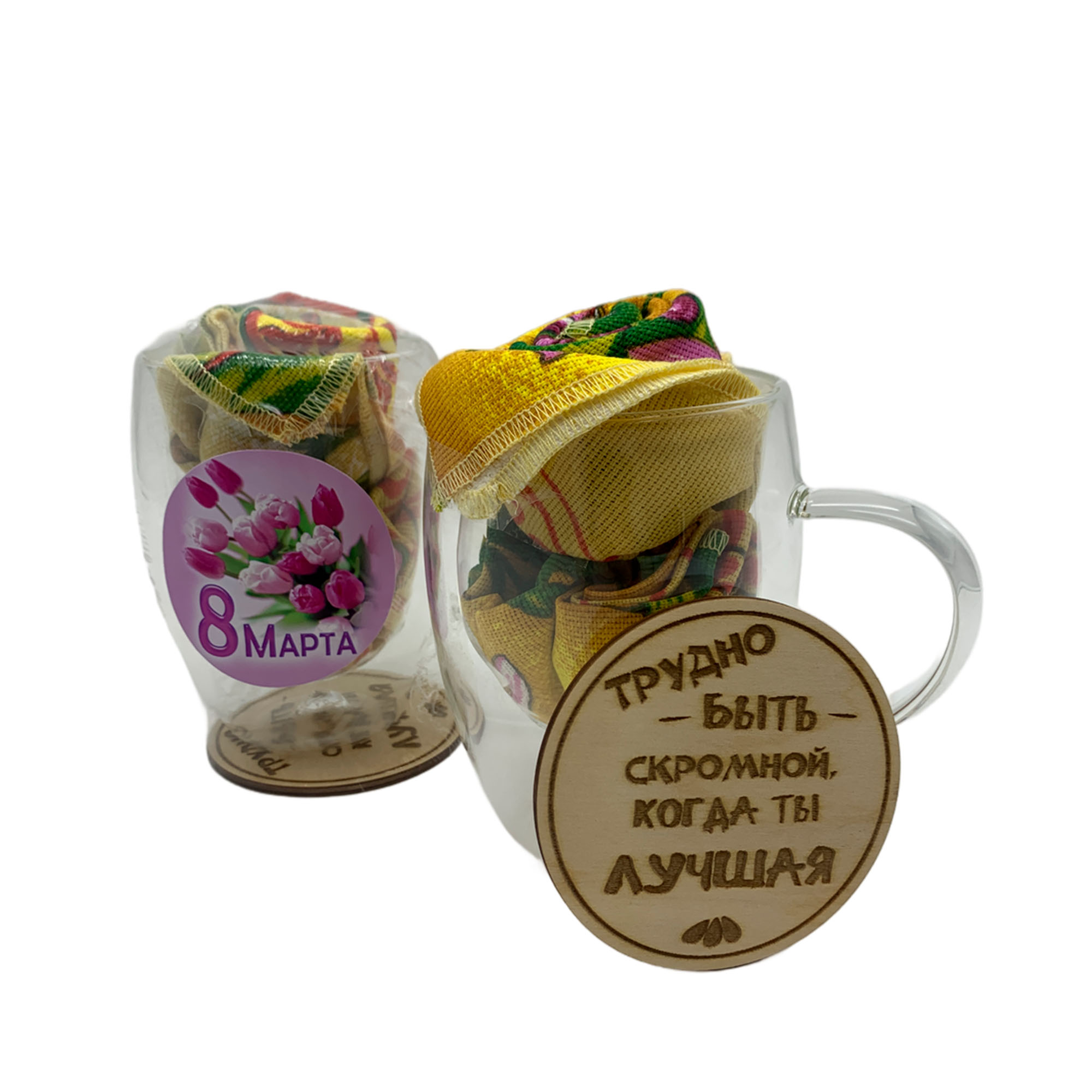 Набор ДомВелл 8 Марта (Кружка+Подставка+Салфетка 30*30 3шт)