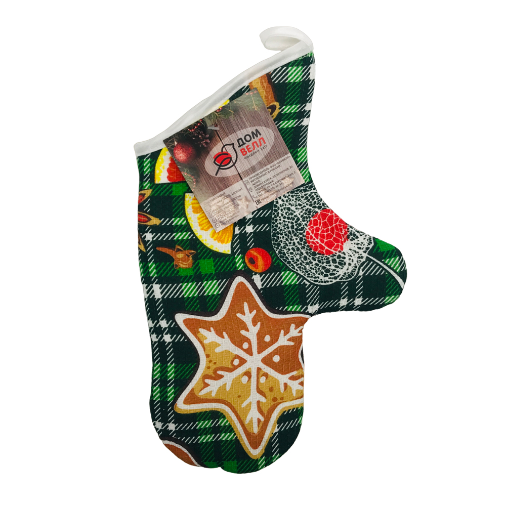 Варежка 35*20 кухонная вафельная ДомВелл 5026/1 Рождественский аромат