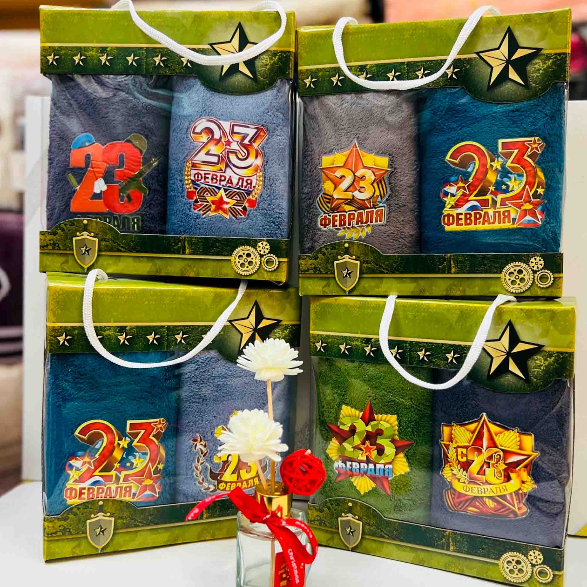 Набор полотенец 2шт 23 Февраля, микрофибра в коробке