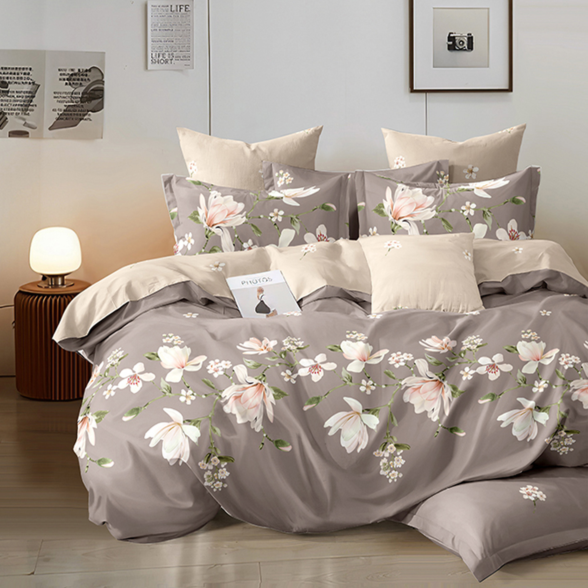 Комплект постельного белья 2,0 (50*70) ДомВелл Поплин Натурель 6748 Аврора