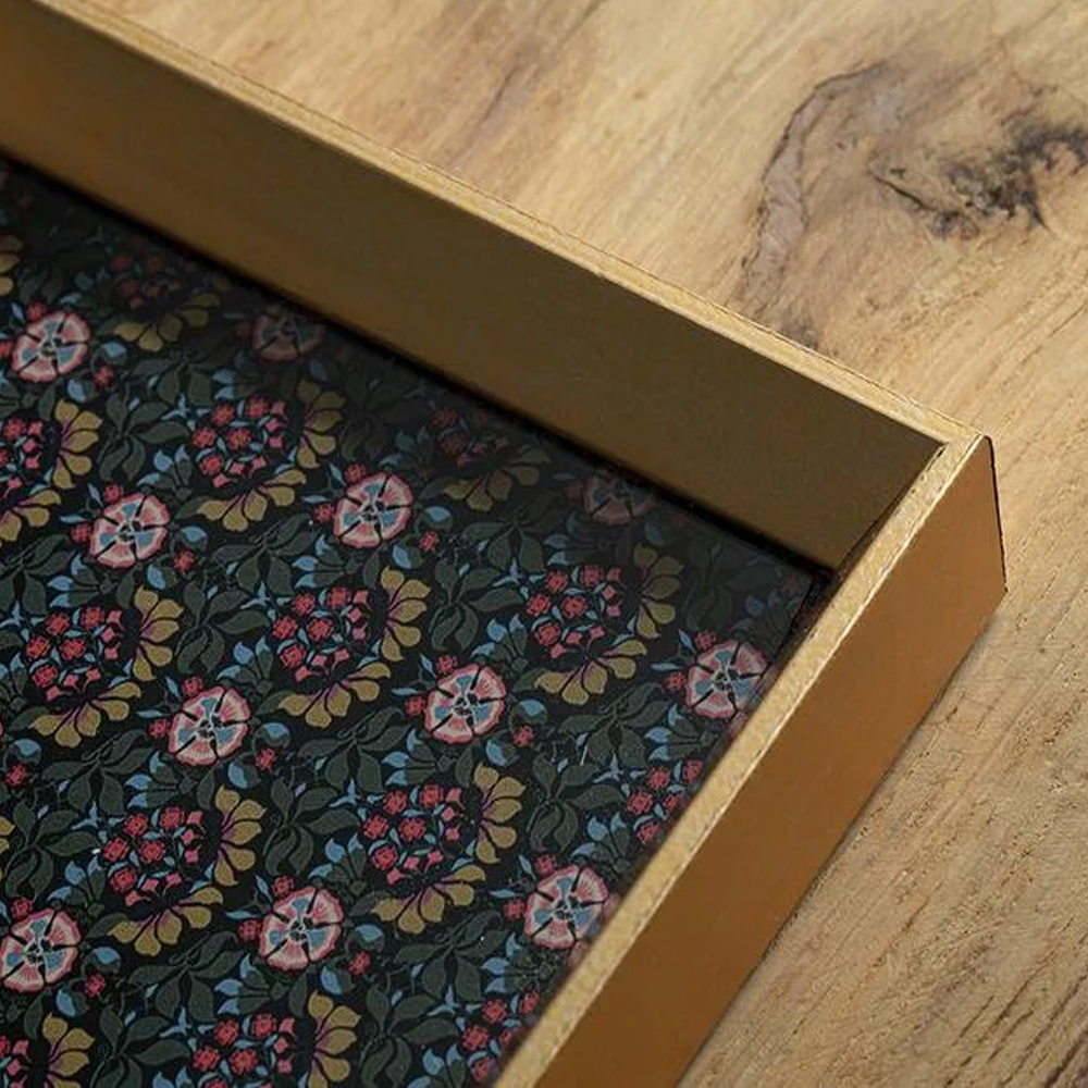 Поднос 16x26см стекло декоративный Midnight Bloom Черный  