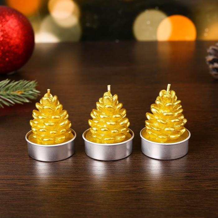 Набор свечей декоративных новогодних 7см (3шт.) РД28543