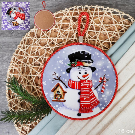 Подставка под горячее 16 см Снеговик КD004 новогодняя 