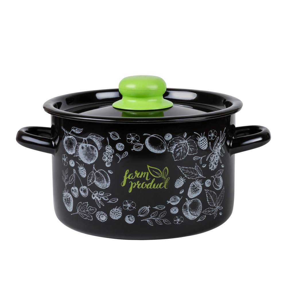 Кастрюля эмалированная сталь  2,9л, с крышкой Berry  ТМ Appetite