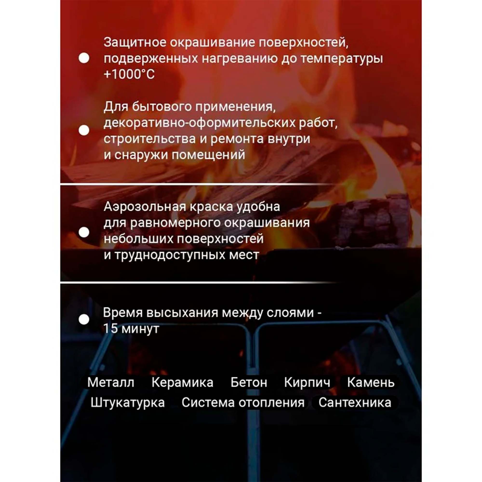 Аэрозольная эмаль термостойкая +400°С DECORIX, 520 мл, черный