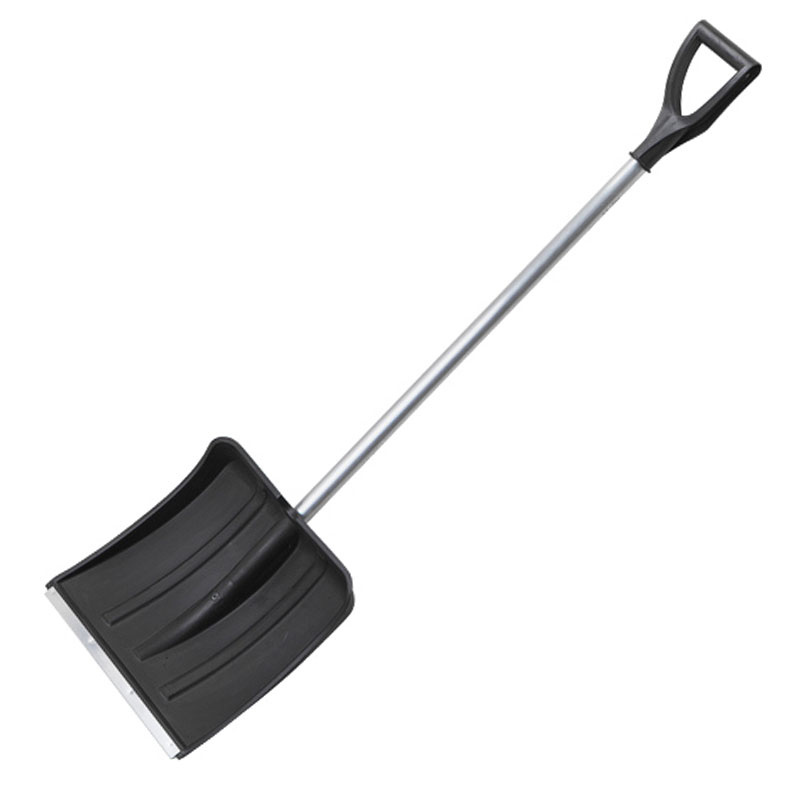 Лопата для снега "Аляска" 36х36см пластиковая с V  ручкой алюминиевым черенком