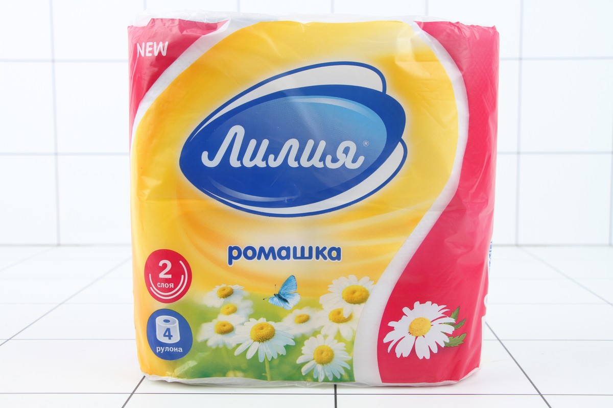 Бумага туалетная 4шт Лилия Ромашка 2сл белый цвет