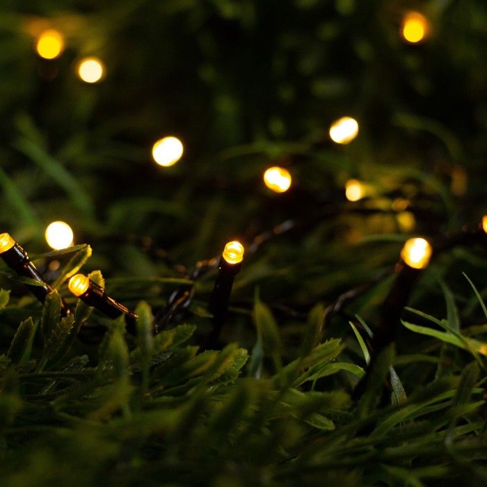 Гирлянда "Нить"  8,5м, темная нить, 100 LED, свечение желтое теплое