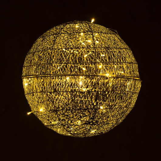 Шар золотистый с ЛЕД светильниками