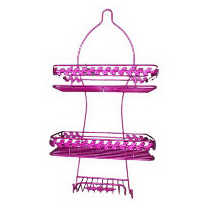 Полка прямая 2 ярусная с мыльницей ВЕТОЧКА 70*32*14,5см металлик розовый JC-4428/E-0044 (12)