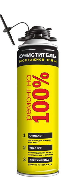 Очиститель монтажной пены 500мл, Россия  РЕМОНТ НА 100% CLEANER