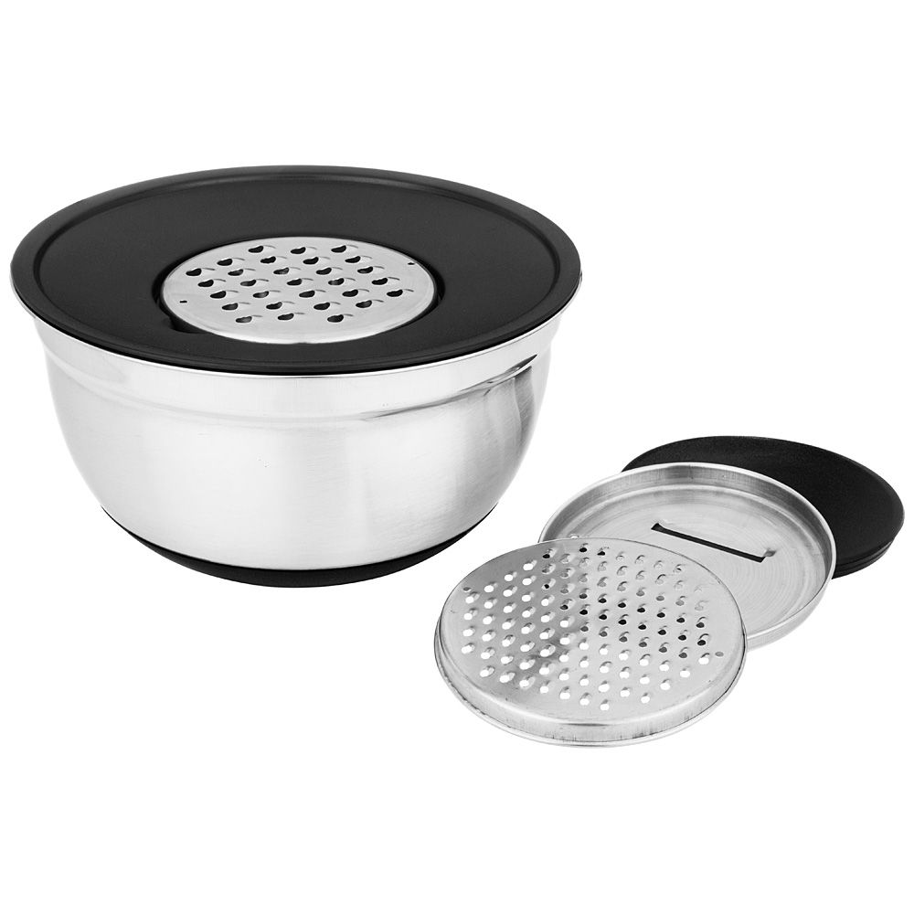 Миска  2,25л 24 см, Agness 6 в 1 с крышкой с 3-мя съемными тёрками,  противоскользящее дно