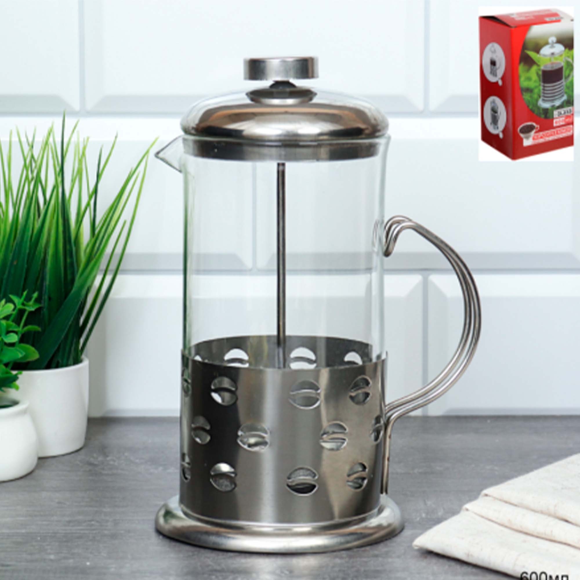 Френч-пресс 600мл нержавейка 